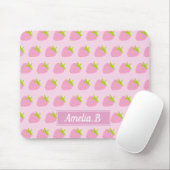 Cute Girly Pink Strawberry Pattern Personalised Mousepad (Mit Mouse)