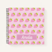 Cute Girly Pink Strawberry Pattern Personalised Notizblock (Vorderseite)