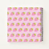 Cute Girly Pink Strawberry Pattern Personalised Notizblock (Rückseite)
