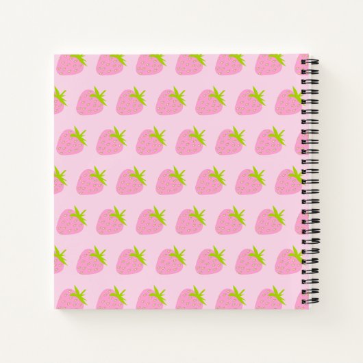 Cute Girly Pink Strawberry Pattern Personalised Notizblock (Rückseite)