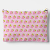 Cute Girly Pink Strawberry Pattern Personalised Zubehörtasche (Rückseite)
