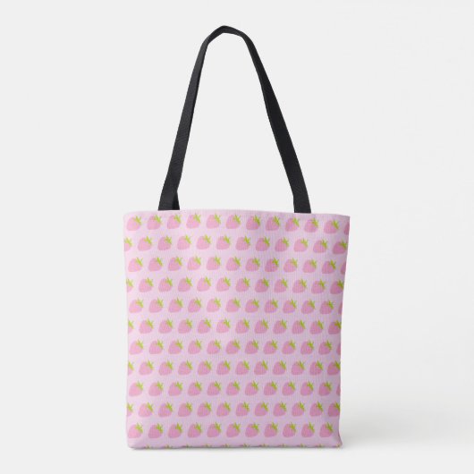 Cute Girly Pink Strawberry Pattern Tasche (Rückseite)