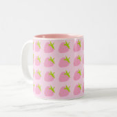 Cute Girly Pink Strawberry Pattern Zweifarbige Tasse (Vorderseite Links)