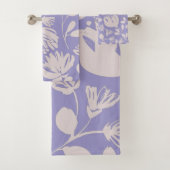 Cute girly purple background floral pattern Chic Badhandtuch Set (Insitu)