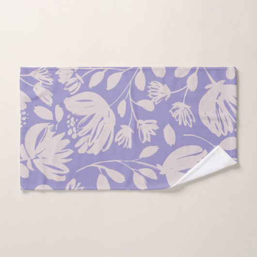 Cute girly purple background floral pattern Chic Badhandtuch Set (Handtuch)