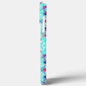 Cute Girly Purple Flower Pattern on Aqua Blue Case-Mate iPhone Hülle (Rückseite / Links)