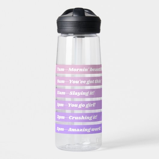 Cute Girly Purple Gradient Daily Hydration Tracker Trinkflasche (Vorne)