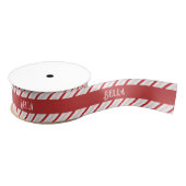 Cute Girly Red and Pink Xmas Candy Cane Stripes Ripsband (Spule)