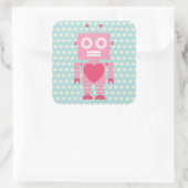 Cute Girly Robot Quadratischer Aufkleber (Tasche)