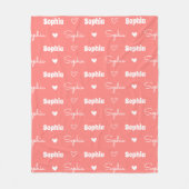 Cute girly rust pink repeating name monogram fleecedecke (Vorderseite)