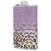 Cute girly trendy purple faux glitter leopard flachmann (Links)