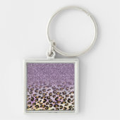 Cute girly trendy purple faux glitter leopard schlüsselanhänger (Vorne)