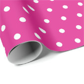 Cute girly white hot pink polka dots  geschenkpapier (Rolleneckpunkt)