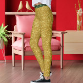 Cute Glam Green Gold Glitter Sparkles Yoga Sport Leggings