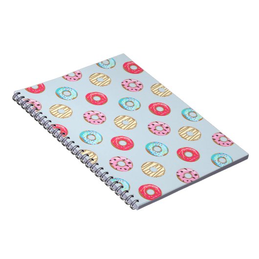 Cute Glazed Donut Pattern Light Blue Notizblock (Rechte Seite)