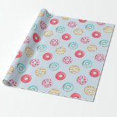 Cute Glazed Doughnut Pattern Light Blue Geschenkpapier (Ungerollt)