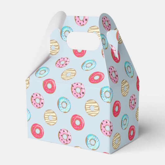 Cute Glazed Doughnut Pattern Light Blue Geschenkschachtel (Rückseite)