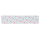 Cute Glazed Doughnut Pattern Light Blue Kurzer Tischläufer (Horizontal)