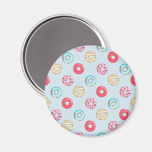 Cute Glazed Doughnut Pattern Light Blue Magnet (Vorderseite/Rückseite)