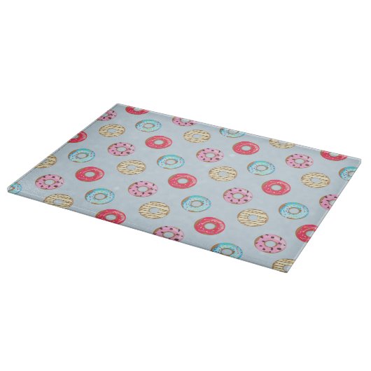 Cute Glazed Doughnut Pattern Light Blue Schneidebrett (Ecke)