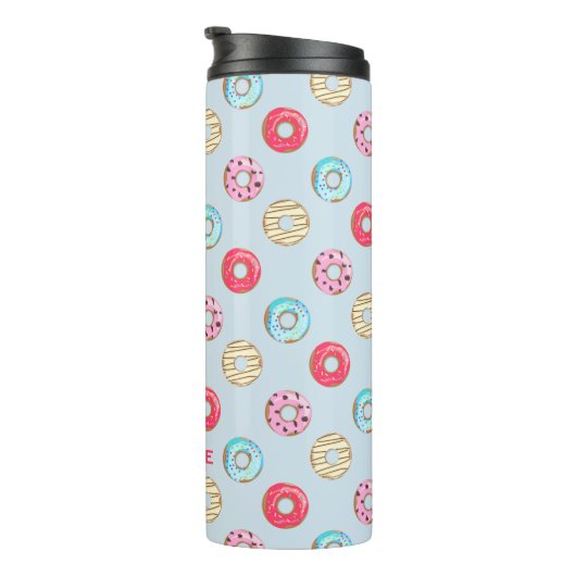Cute Glazed Doughnut Pattern Personalised Thermosbecher (Nach rechts gedreht)