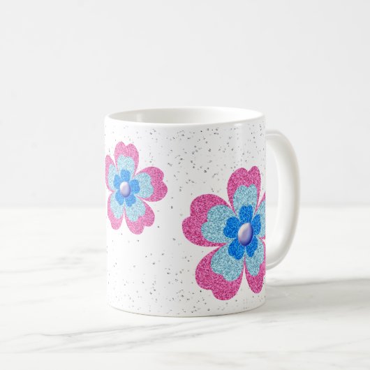 Cute glitter floral blooming garden kaffeetasse (VorderseiteRechts)