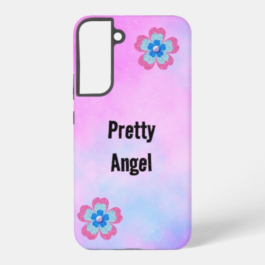 Cute glitter floral blooming garden samsung galaxy hülle (Rückseite)