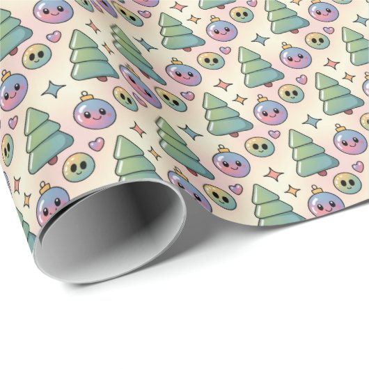 Cute Glossy Christmas Pattern Geschenkpapier (Rolleneckpunkt)
