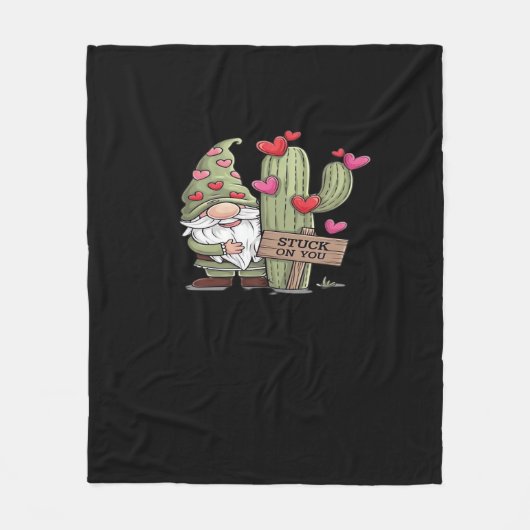 Cute Gnome Cactus Stuck On You Word Pun Playful De Fleecedecke (Vorderseite)