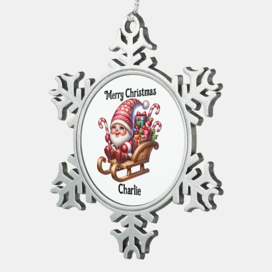Cute gnome Christmas Snowflake Framed Ornament (Rechts)