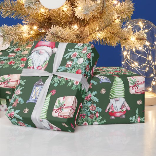 Cute Gnome Christmas Tree Holiday Pattern Gift Wra Geschenkpapier (Feiertage)