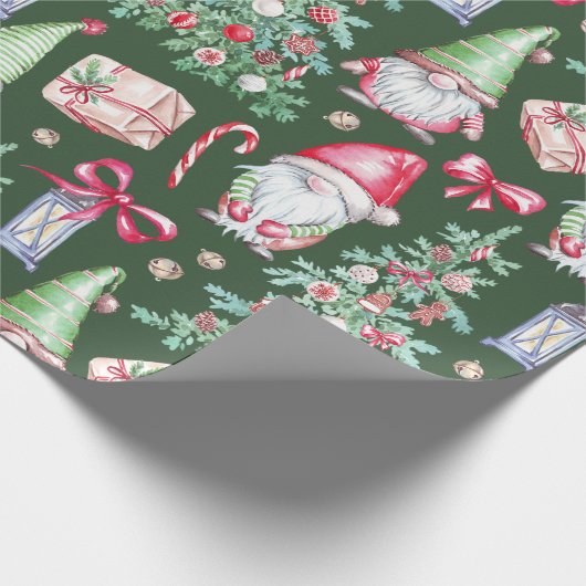 Cute Gnome Christmas Tree Holiday Pattern Gift Wra Geschenkpapier (Ecke)