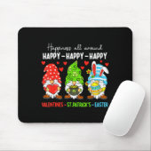 Cute Gnome Happy Valentines St Patricks Easter Hol Mousepad (Mit Mouse)