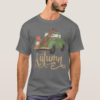 Cute Gnome In Autumn Vintage Car Gnomes Lover funn T-Shirt