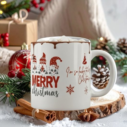 Cute Gnome Merry Christmas Coffee Mug Jumbo-Tasse