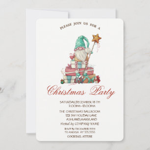 Cute Gnome Presents Weihnachtsfeier Einladung
