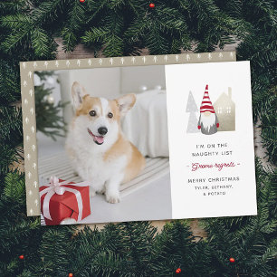 Cute Gnome Regrets   Pet Christmas Photo   Feiertagskarte