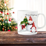 Cute Gnome Snowman Christmas Gift   Kaffeetasse<br><div class="desc">Cute Gnome Snowman Christmas Gift Coffee Mug with a personal name or family name. Cute design has a three gnome,  adorable snowman, Christmas trees and script handwritting.  Customize with a personal or family name. Great Christmas gift for family and friends.</div>