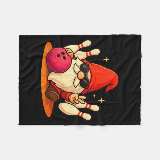 Cute Gnome With Sungles Gnome Playing Bowling Men  Fleecedecke (Vorderseite (Horizontal))