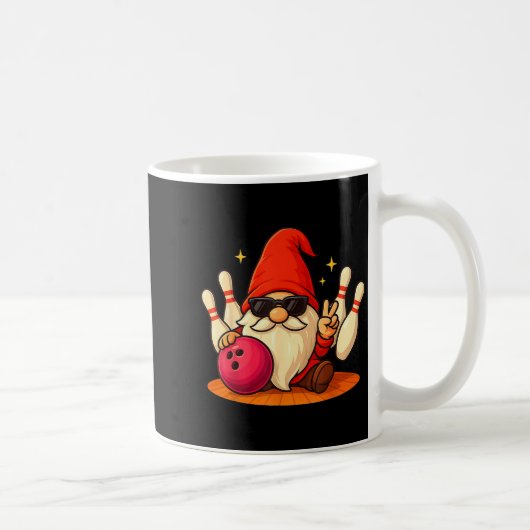 Cute Gnome With Sungles Gnome Playing Bowling Men  Kaffeetasse (Rechts)