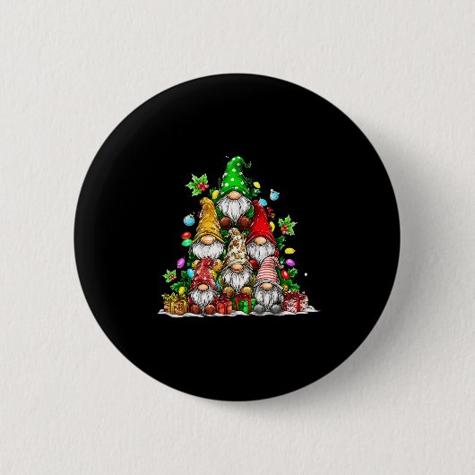 Cute Gnomes Christmas Tree Lights Gnomies Gnome Xm Button (Vorderseite)