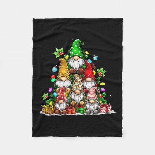 Cute Gnomes Christmas Tree Lights Gnomies Gnome Xm Fleecedecke (Vorderseite)