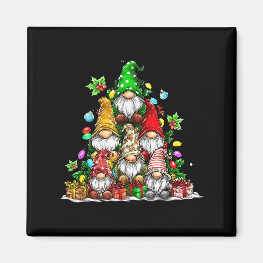 Cute Gnomes Christmas Tree Lights Gnomies Gnome Xm Magnet (Vorne)