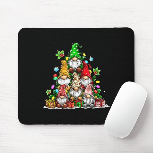 Cute Gnomes Christmas Tree Lights Gnomies Gnome Xm Mousepad (Mit Mouse)