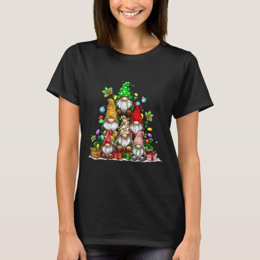 Cute Gnomes Christmas Tree Lights Gnomies Gnome Xm T-Shirt (Vorderseite)