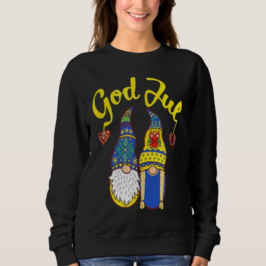 Cute Gnomes God Jul Swedish Norwegian Christmas Sweatshirt (Vorderseite)