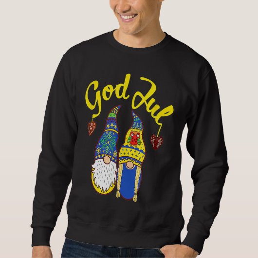 Cute Gnomes God Jul Swedish Norwegian Christmas Sweatshirt (Vorderseite)