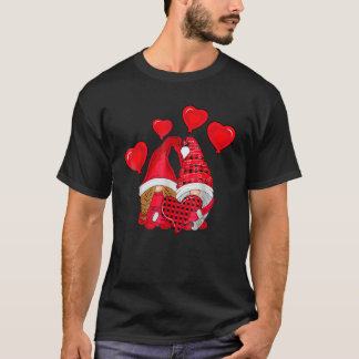 Cute Gnomes Holding Hearts Funny Valentines Day Wo T-Shirt