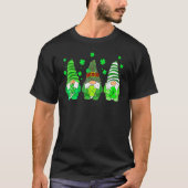 Cute Gnomes Holding Shamrock Leopard Plaid St Patr T-Shirt (Vorderseite)