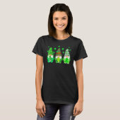 Cute Gnomes Holding Shamrock Leopard Plaid St Patr T-Shirt (Vorne ganz)